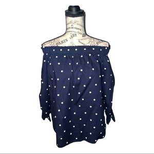 EUC H&M navy polka dotted off the shoulder top!